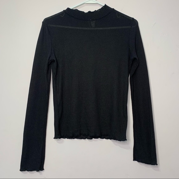 🧡3/$30 H&M Sheer Black Mock-neck Long sleeve size Medium - Picture 2 of 6